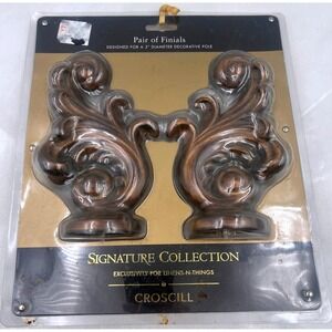 Croscill Signature Collection Decorative Finials Acanthus Antique Gold Pair